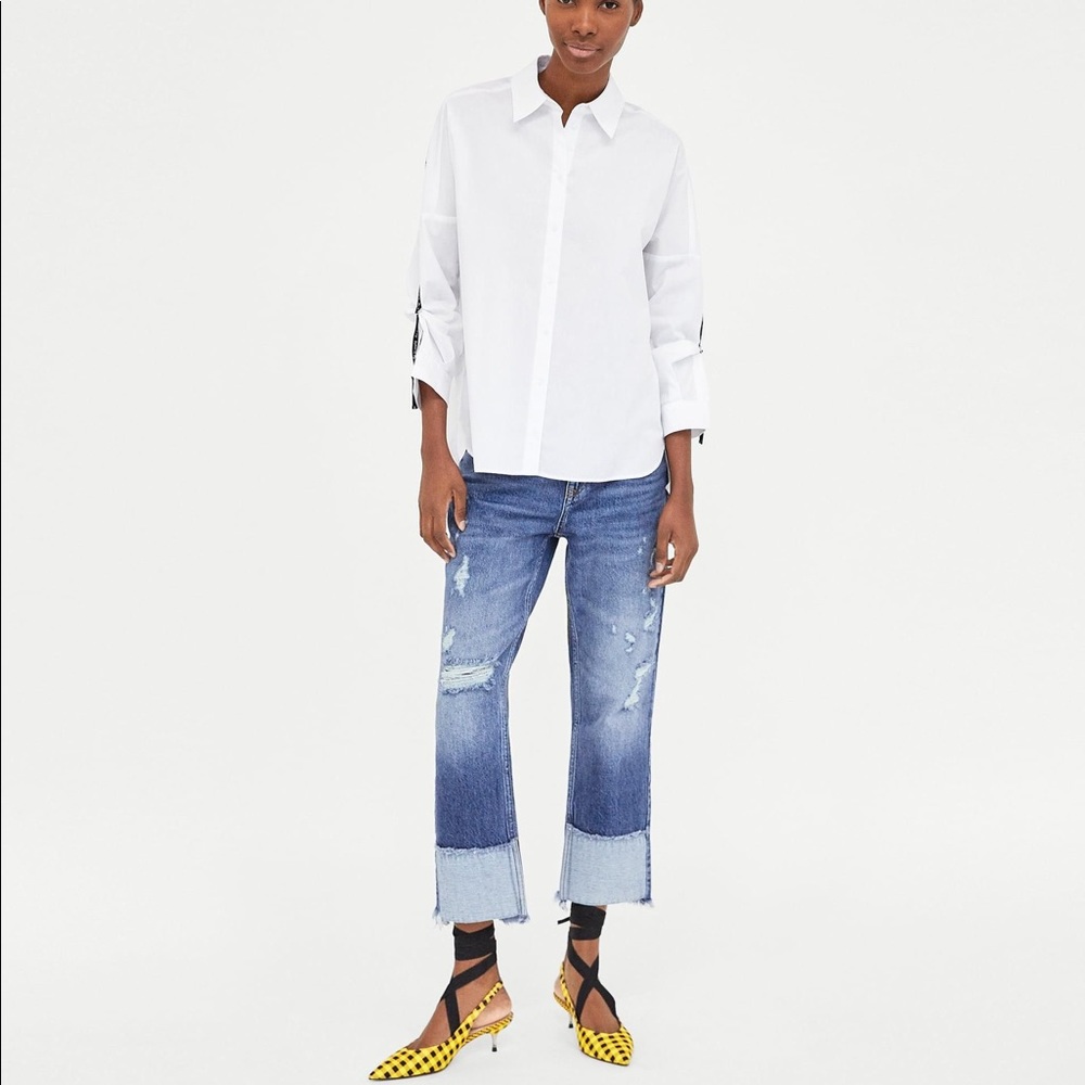 Zara basic z1975 denim jeans with contrasting hems